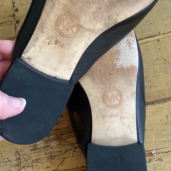 MICHAEL KORS DESIGNER BLACK 100% LEATHER MULES SLIP ON LOAFER SHOES 8 M - Picture 15 of 16